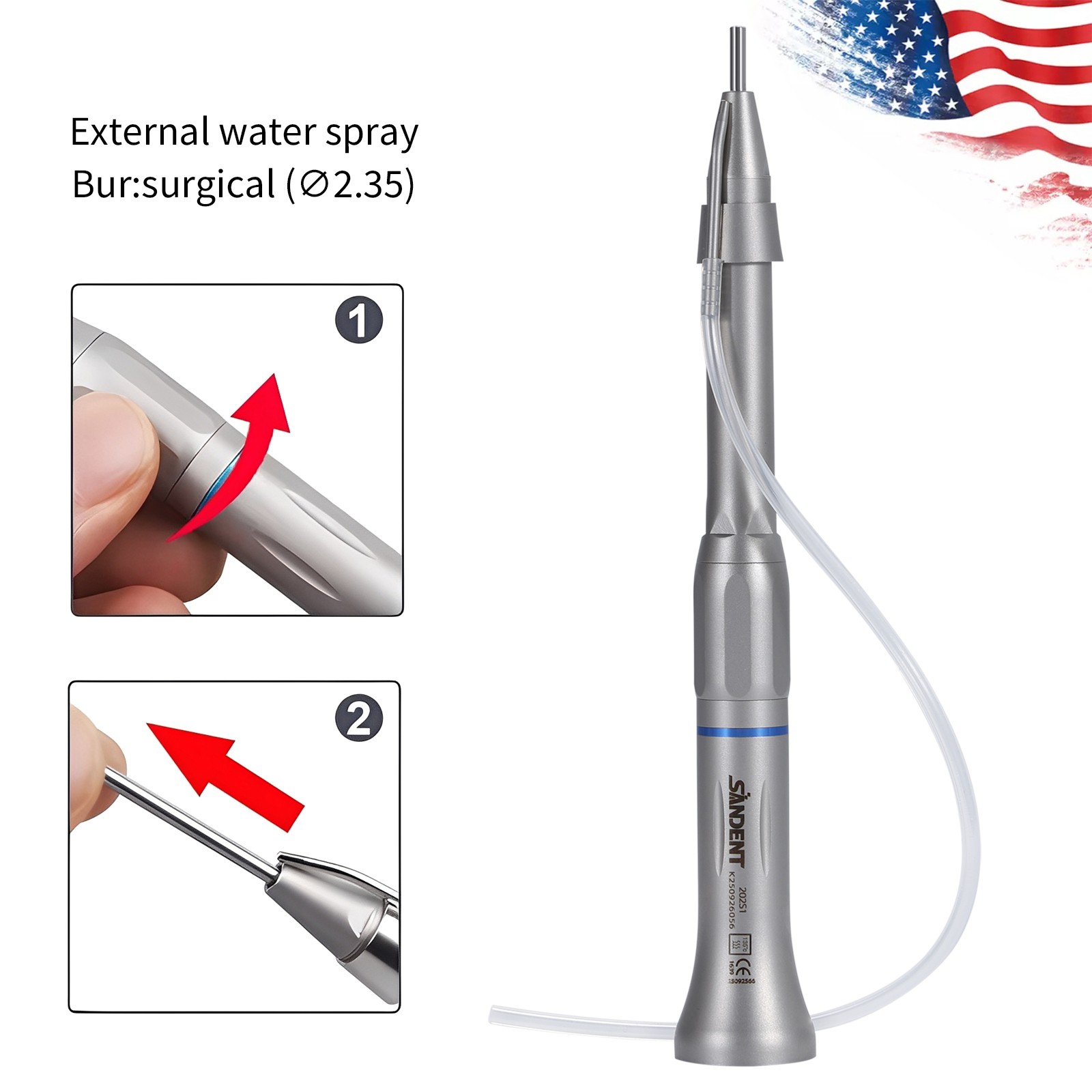 Dental Surgical Straight Handpiece 1:1 Oral Surgery 20 Degree External /NoseCone