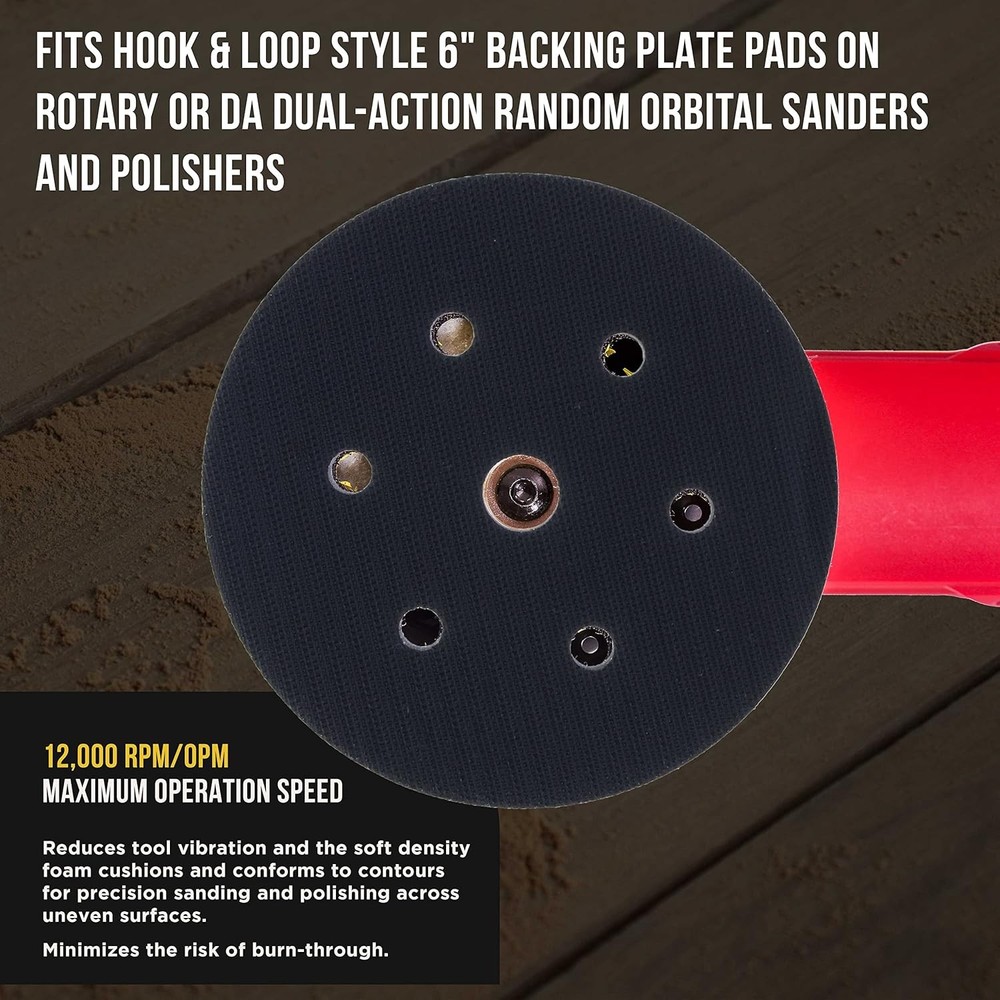 TCP Global 6" x 7/16" 10mm Thick Soft Density Interface Pad for DA Polishers...