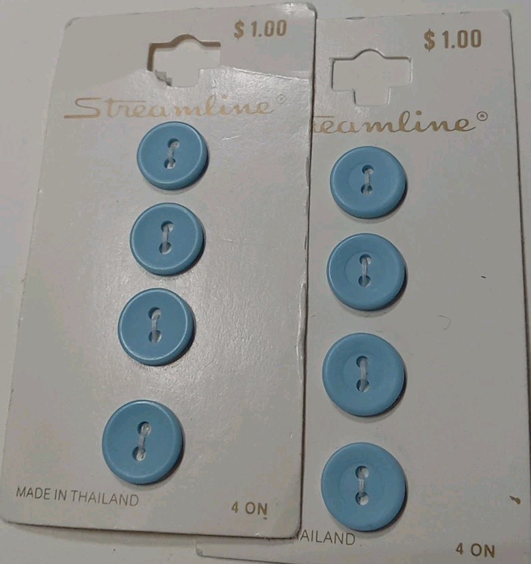 8 Baby Blue Streamline Buttons 1/2" Inch