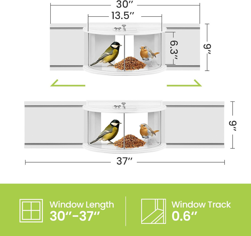 Window Bird Feeder, 180° Clear Bird Feeders for Window Viewing Inside, Squirrel