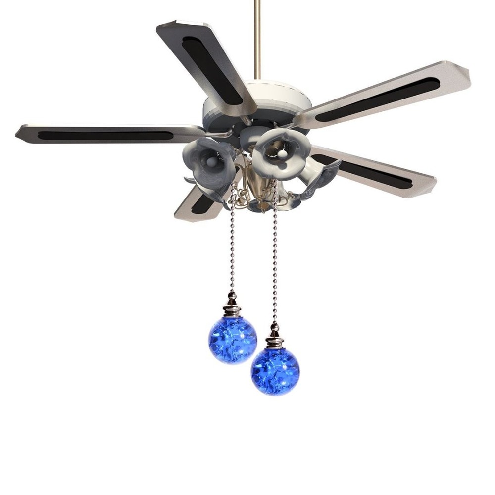 2Pcs Ceiling Fan Pull Chain 30MM Blue Crystal Ice Crack Ball Fan Pull Chain