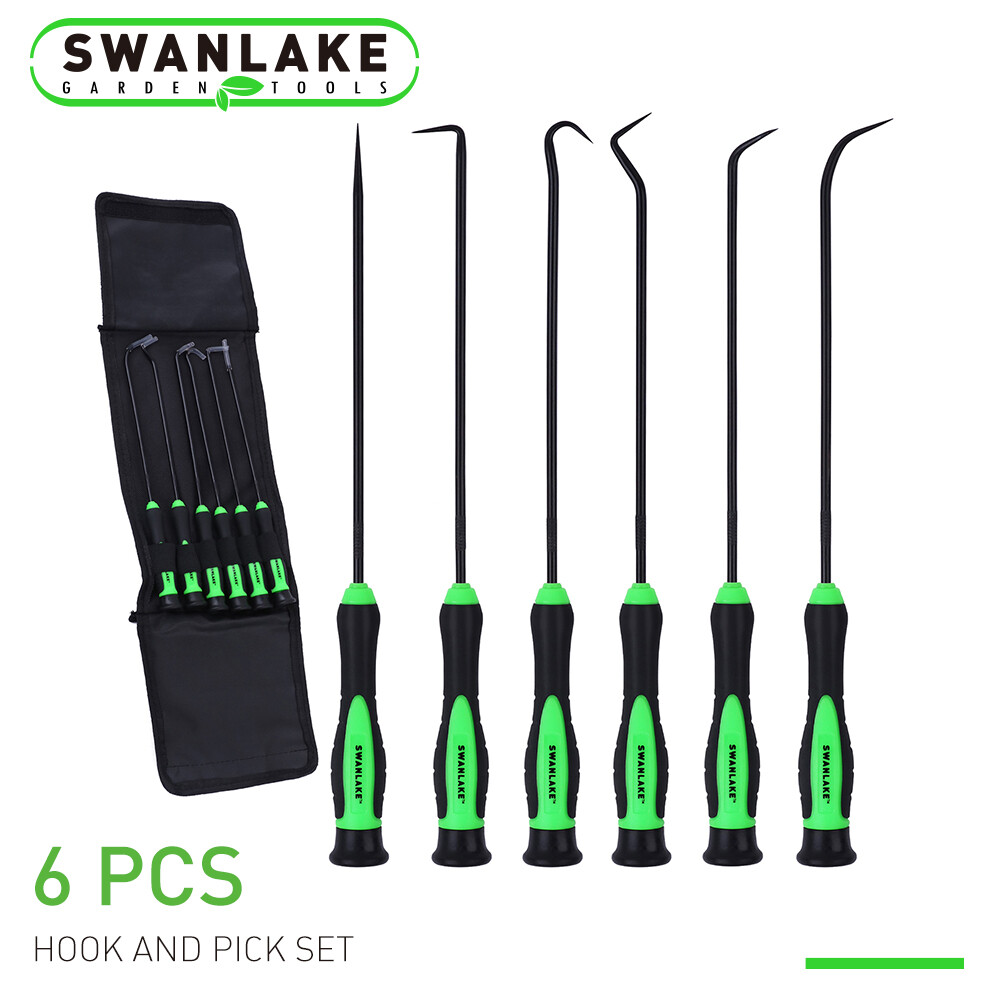 6pc Pick & Hook Set Extra Long O-Ring Seal Remover 9" Soft Grip Assorted Shapes