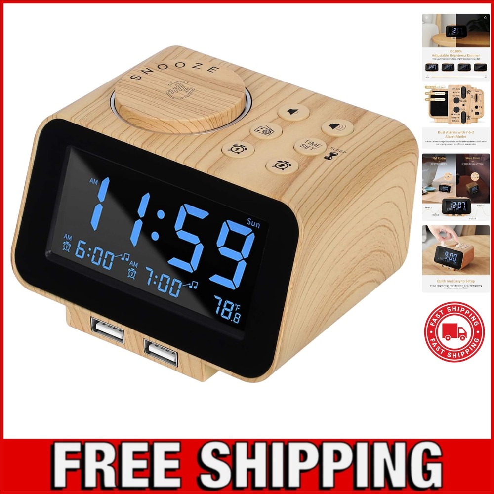 Transform Your Mornings: Stylish Alarm Clock with Thermometer & Sleep Timer