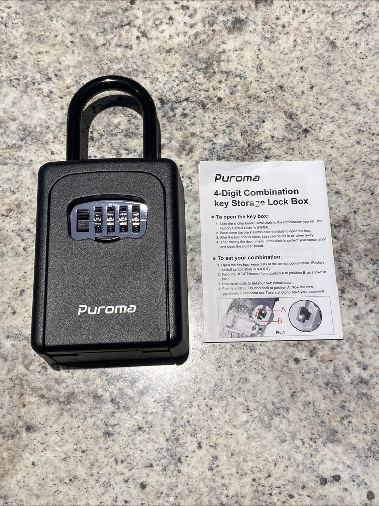 Key Lock Box Waterproof Combination Lockbox Portable Resettable Wall Mounted & H