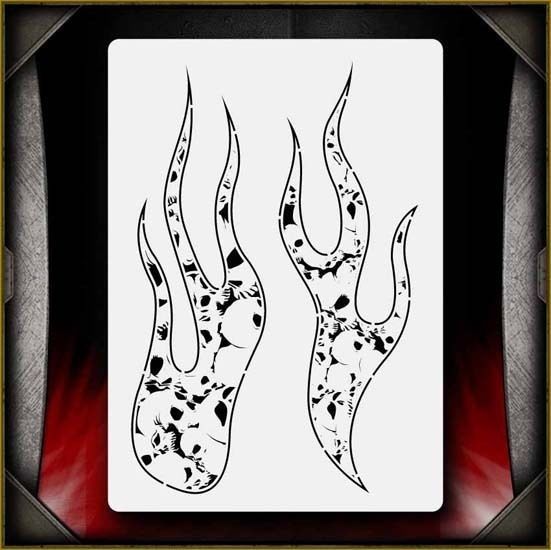 Skull Flames Hell Fire 2 Airbrush Stencil Template Airsick