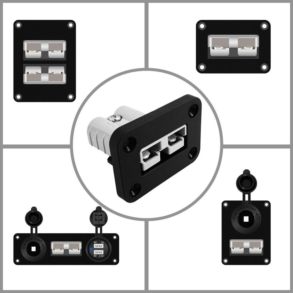 Power Plug Flush Mount Panel 600V 50A Connector Kit SB50 For Anderson Socket