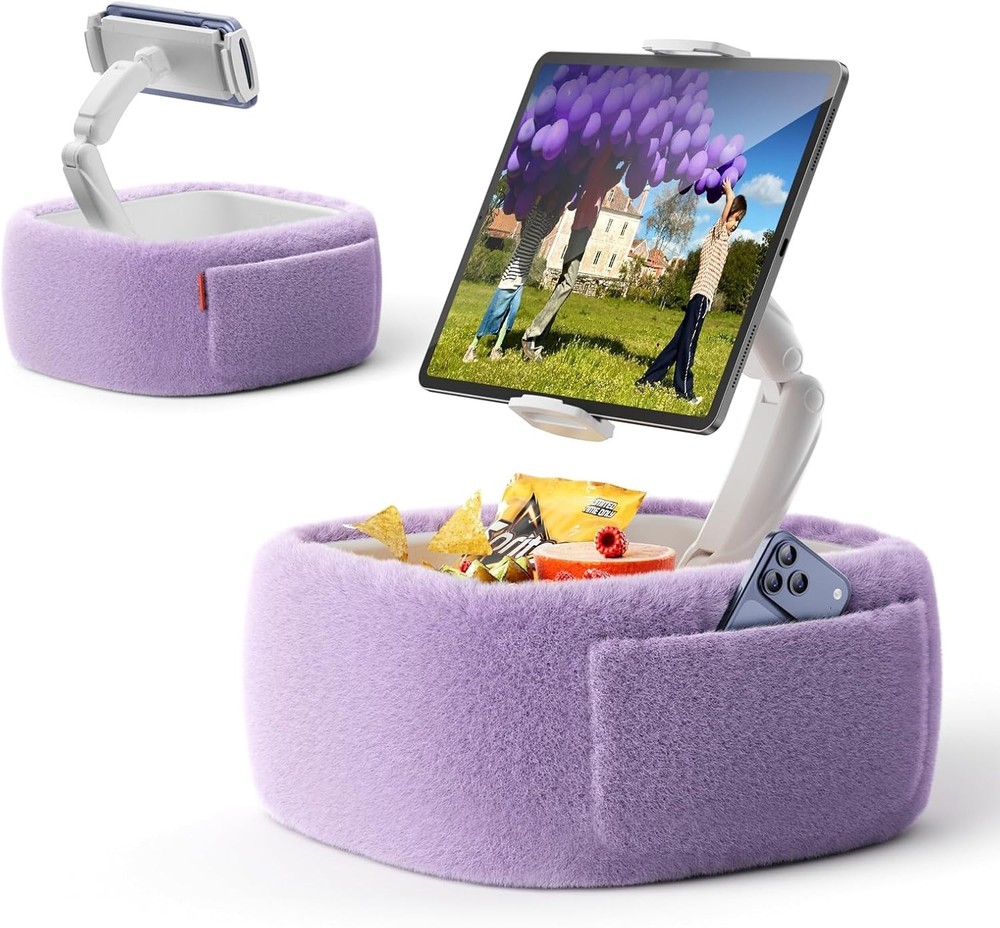 Plush Lap Tablet Holder with Snack Compartment