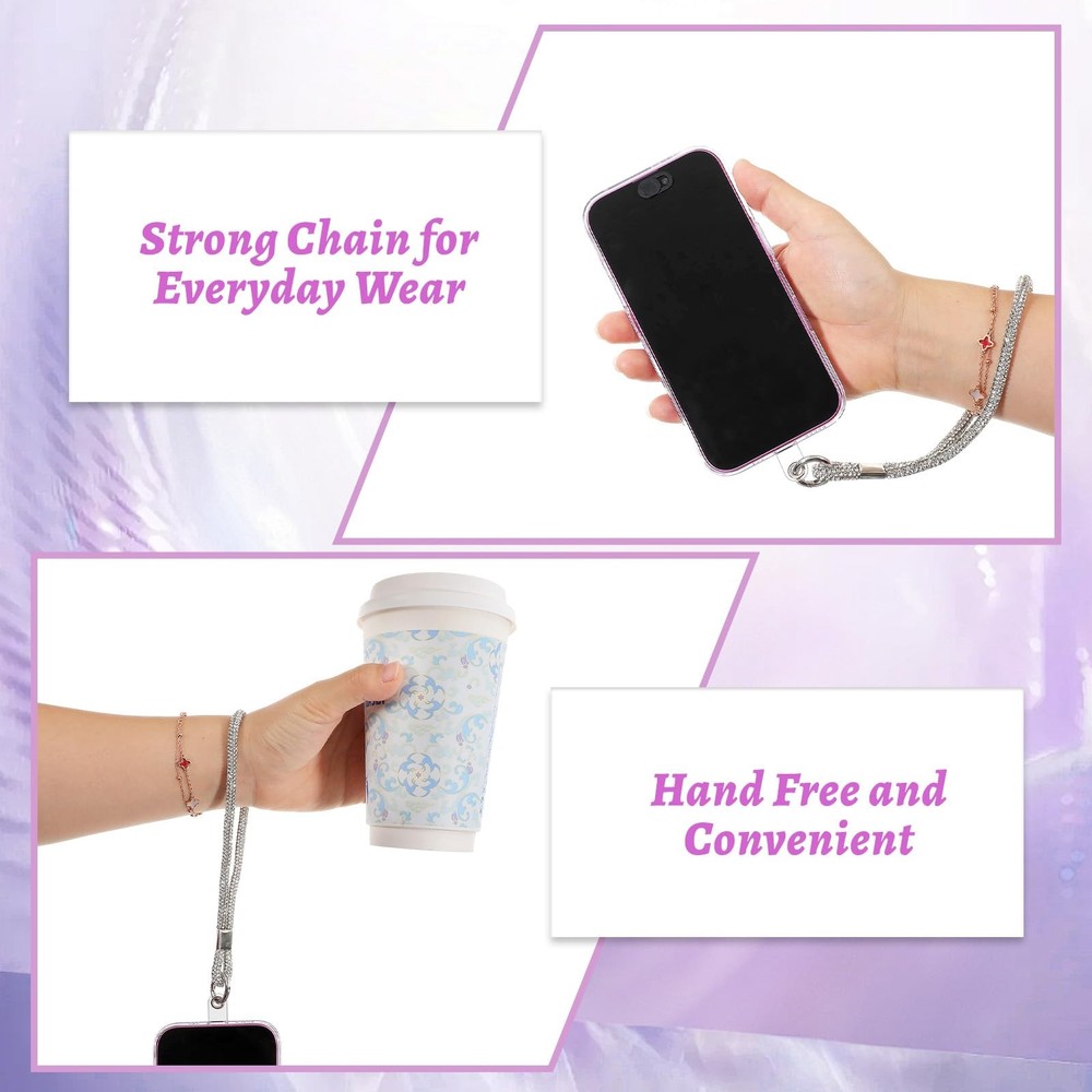 Luxury Diamond Phone Wrist Strap Bling Rhinestone One Size, Multicolor