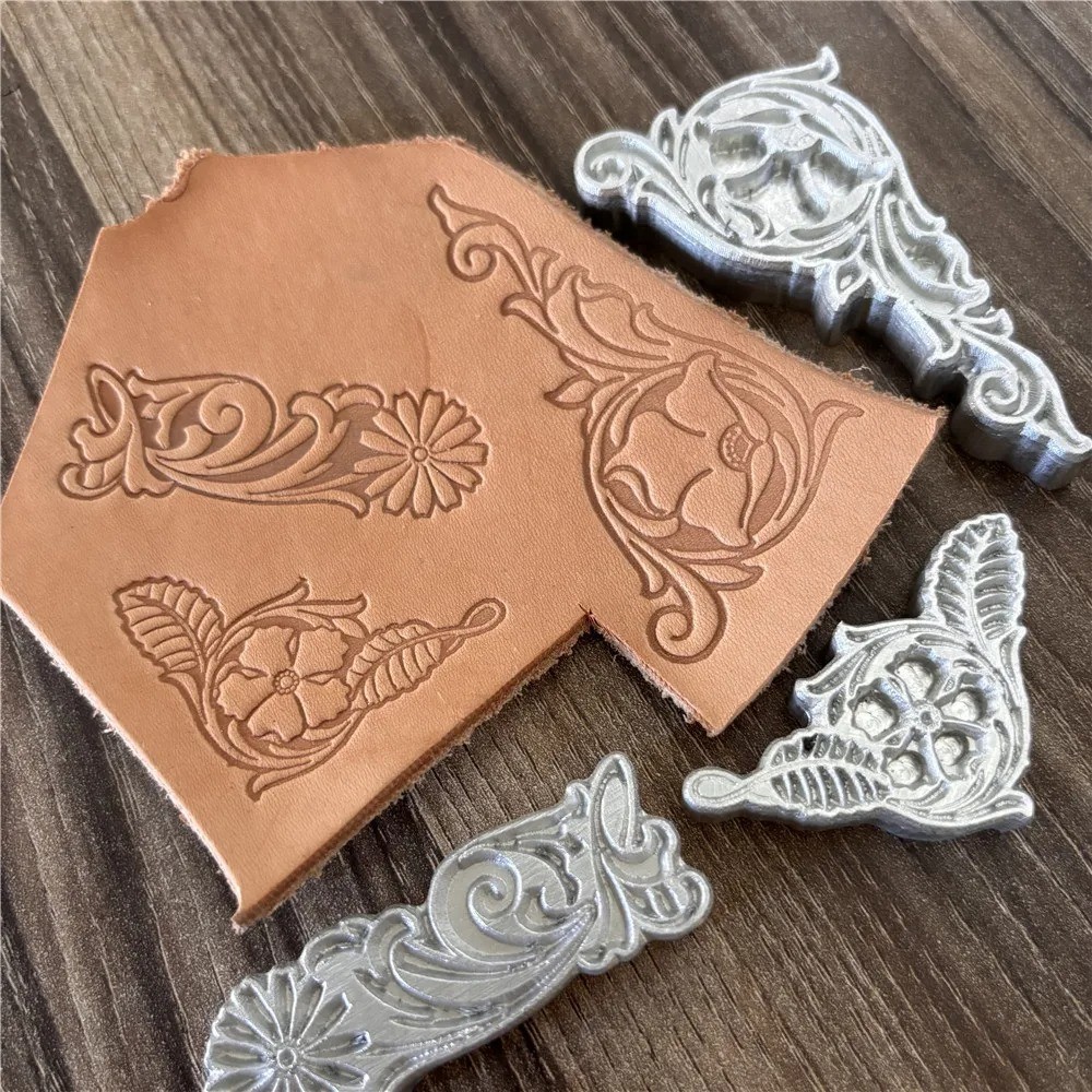 3Pcs 3D Flower Pattern Leather DIY Embossing Stamps Carving Pressing Tools
