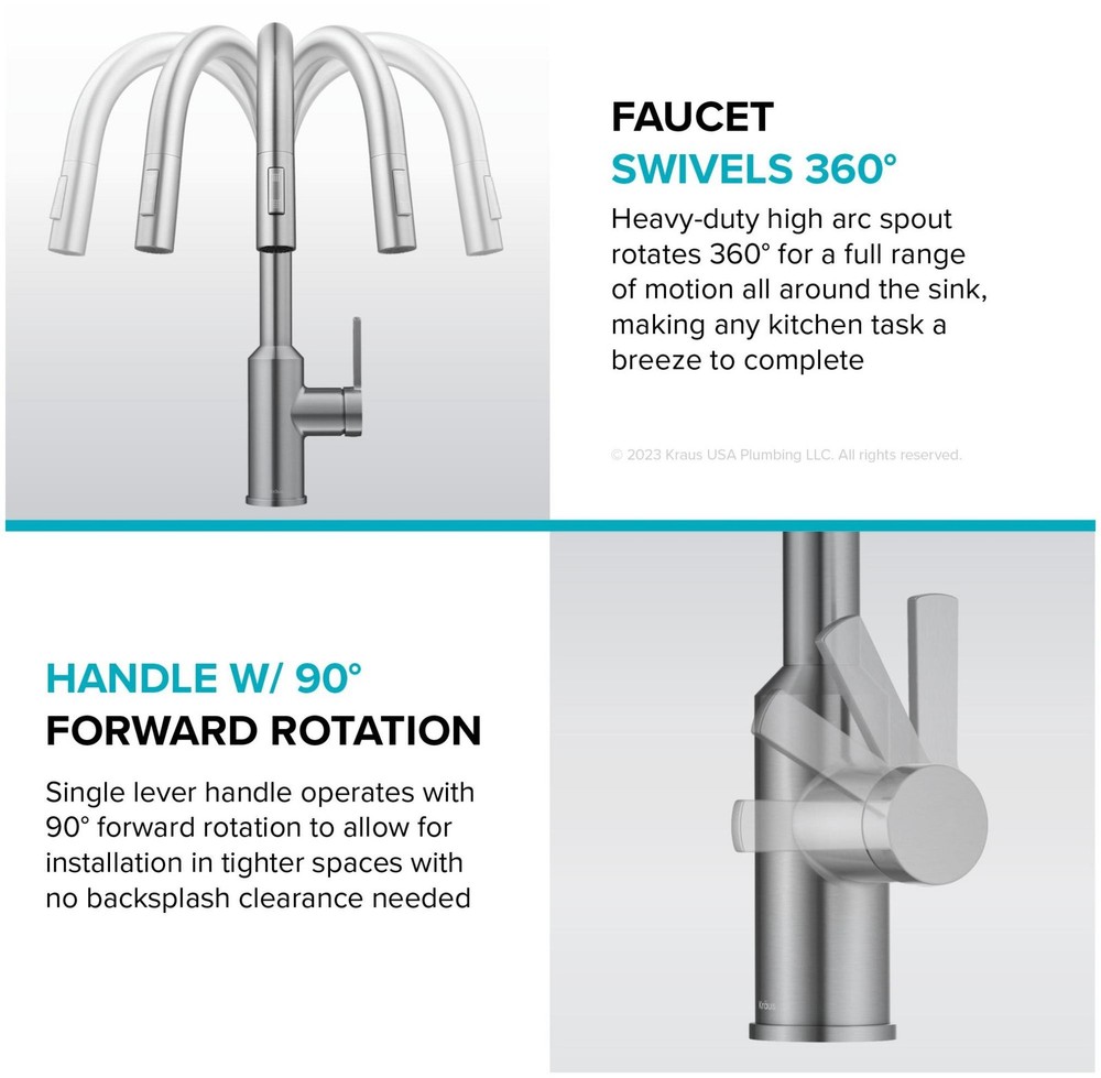 Kraus KSF-2830 Oletto Touchless Sensor Pull-Down Single Handle - Black