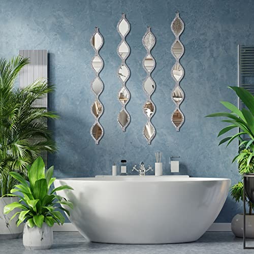 Teardrop Mirror Wall Decor Decorative Mirror Rustic Crush Diamond 4 Silver