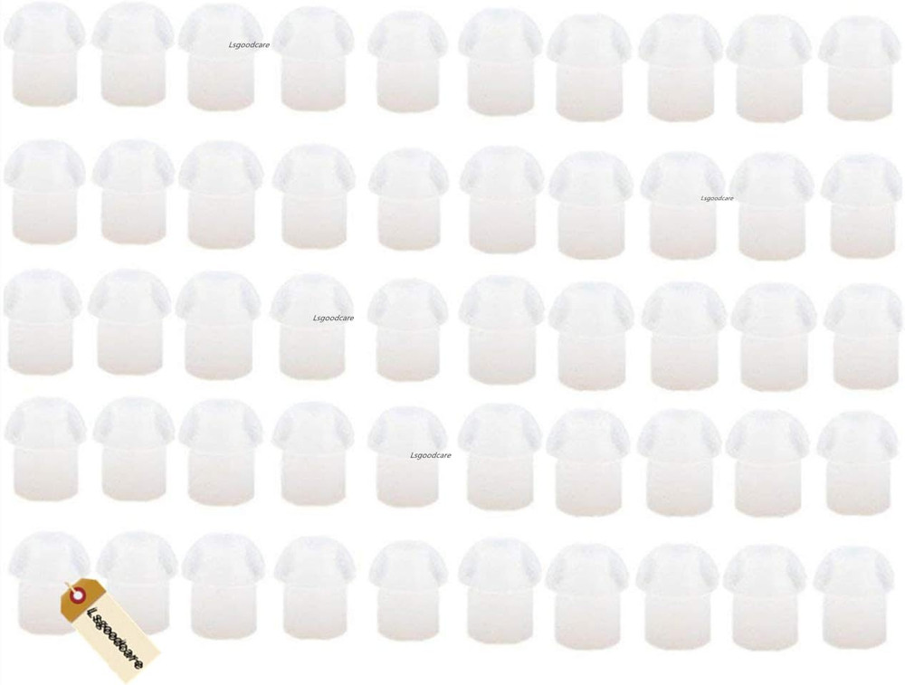 Lsgoodcare 50Pack White Silicone Rubber Replacement Mushroom Eartips Earbud Comp