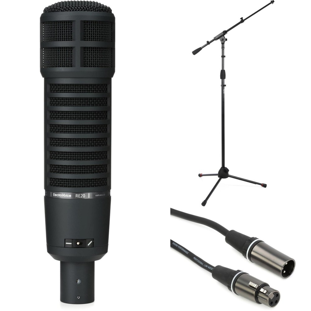 Electro-Voice RE20 Dynamic Microphone Bundle with Stand and Cable - Black
