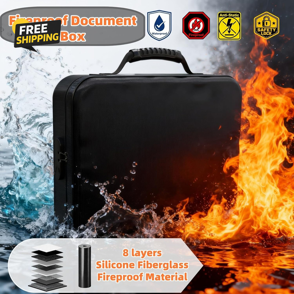 Fireproof Document Organizer (Soft-Shell) with Lock, Capacity Waterproof