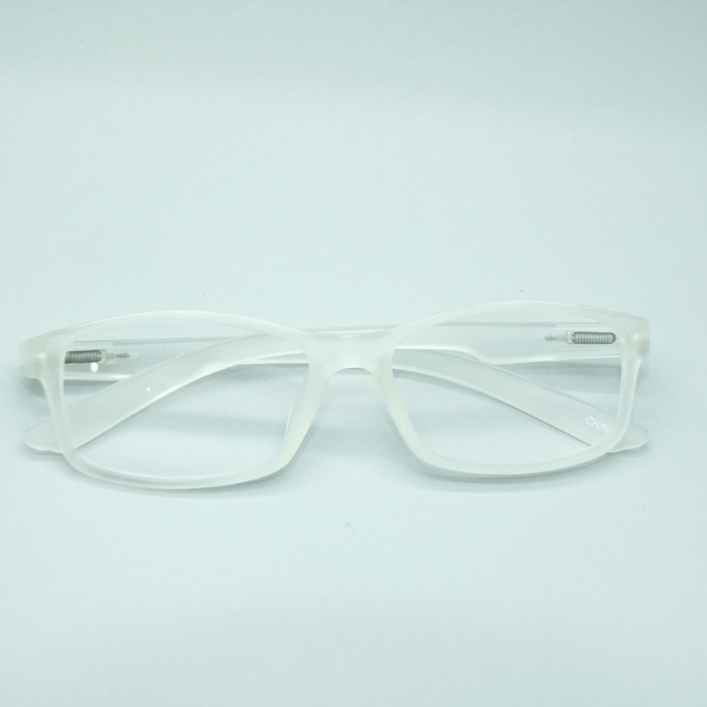 Reading Glasses Broadcaster Rectangle White Frost Frame Spring Hinge +2.00 Lens