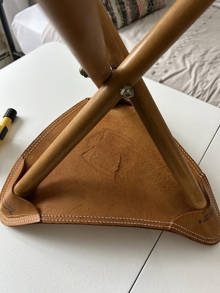 Vintage Fred Harvey Leather Tripod Stool