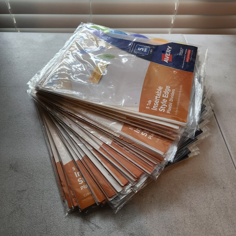 31-pack Avery Insertable Divider Style Edge 5-Tab 11387 Plastic Printable Insert