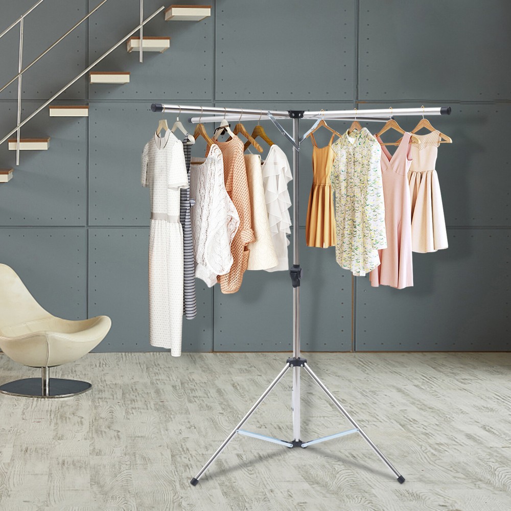 Portable Tripod Clothes Drying Rack - Foldable Metal Stand for Easy Use