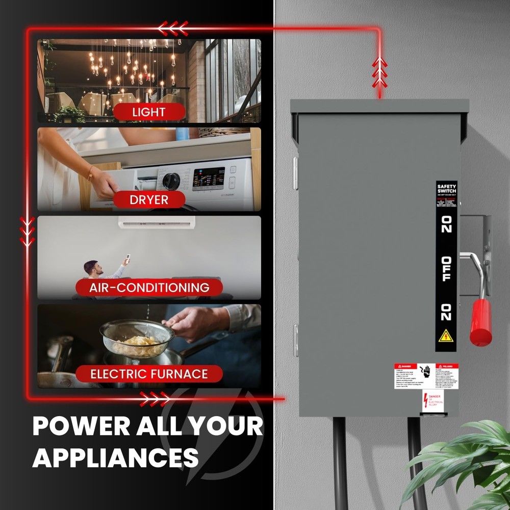 200A Generator Transfer Switch for Home, Manual Double-Throw Disconnect Switch