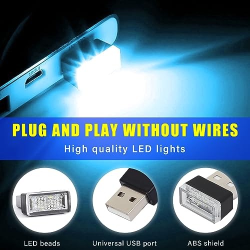 4 PCS USB LED Car Interior Atmosphere Lamp, Plug-in USB Decor Night Light, Red
