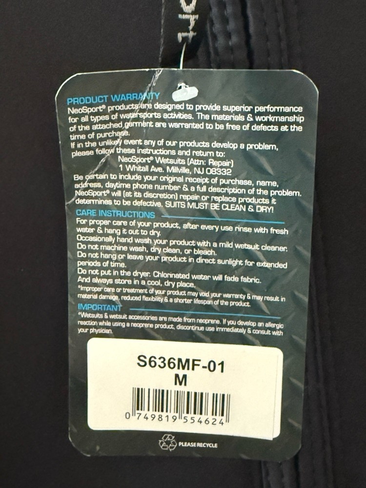 NeoSport Waterman Wetsuit Jacket Size Medium