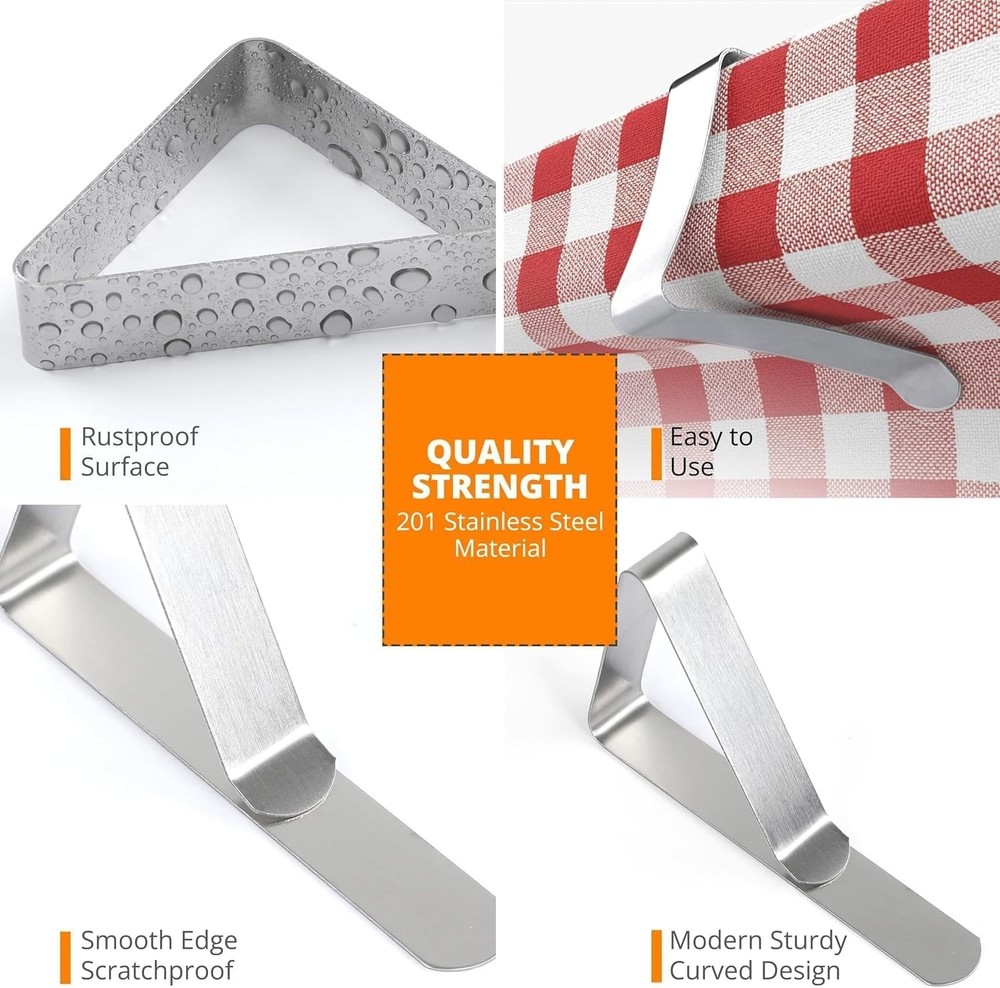 Tablecloth Clips [ Based Brand] - 12 Pack Stainless Steel, Rust Proof Table C...