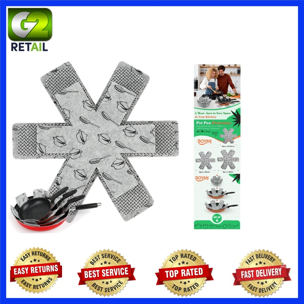 Protective Felt Pan Separators - 3 Sizes Included for Efficient Kitchen Storage