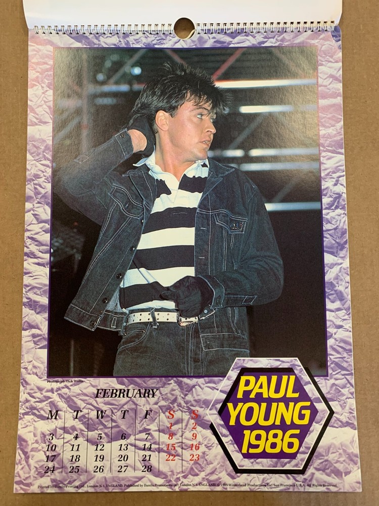 PAUL YOUNG 1986 calendar