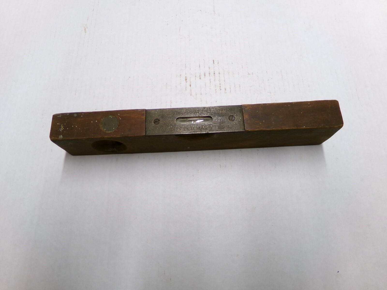 Goodell Pratt Wood Brass Level 12" Made In USA Vintage Tool