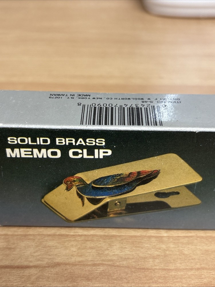 vintage solid brass memo clip