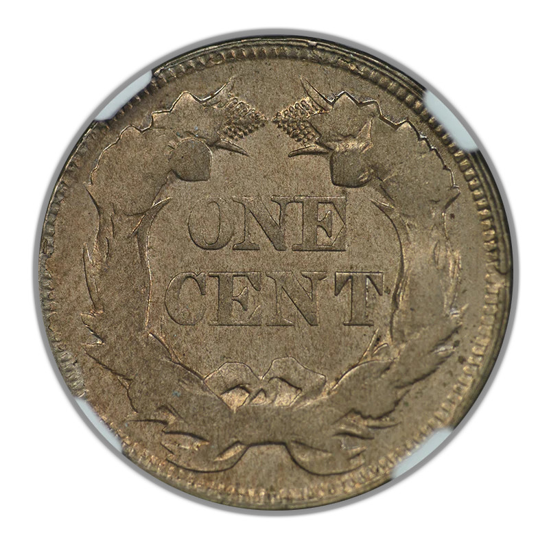 1857 Flying Eagle Cent 1C NGC Mint Error Obverse/Reverse Struck Thru