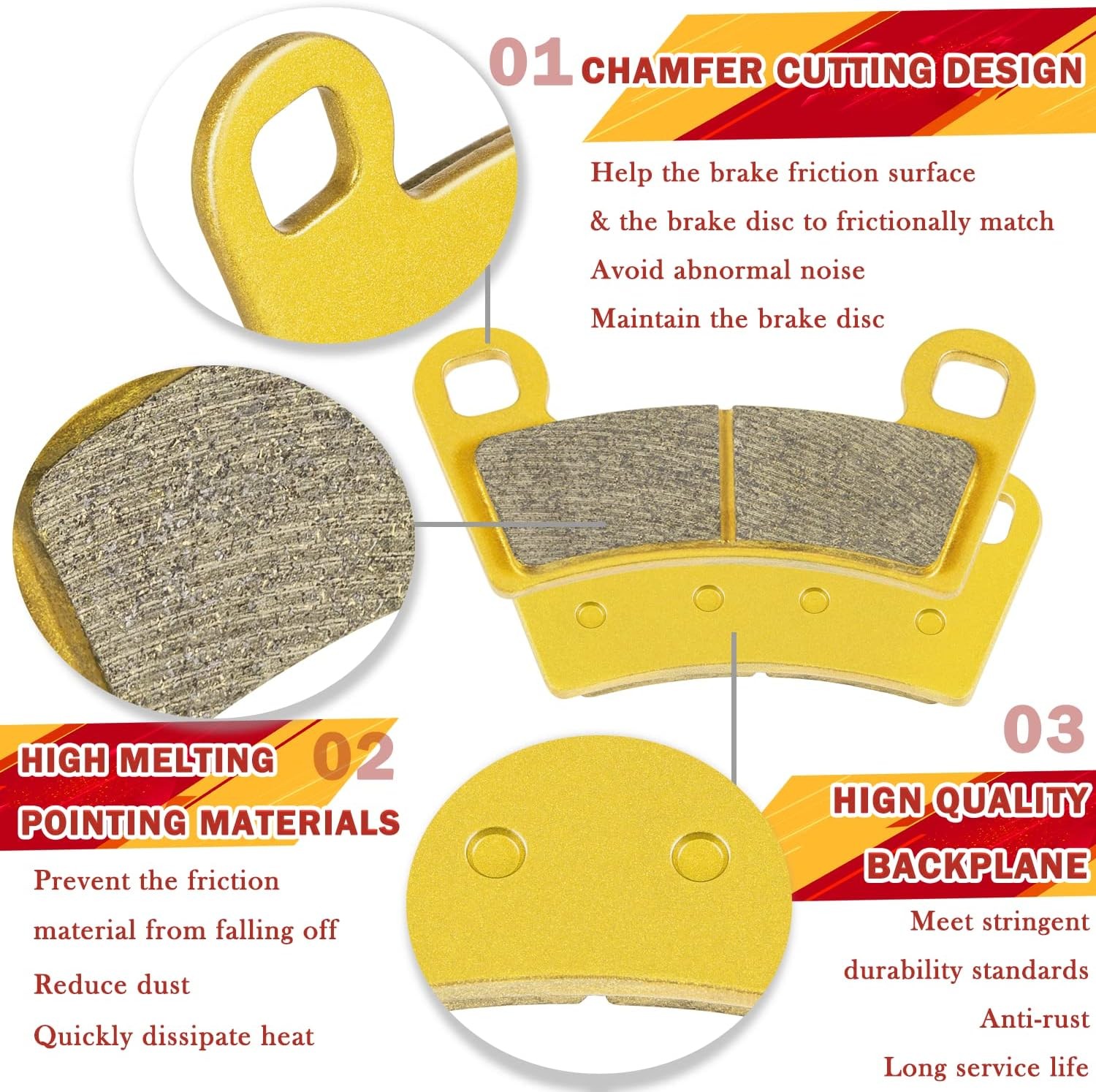 Front & Rear Parking Brake Pads For Polaris Razor RZR 570/800/900/1000 S 800 900