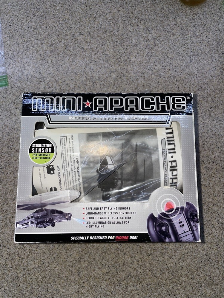 MINI APACHE Indoor Flying Helicopter Rooftop Brands New Open Box