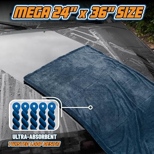 Chemical Guys - Megalodon Twisted Loop Microfiber Drying Towel (24” x 36”)