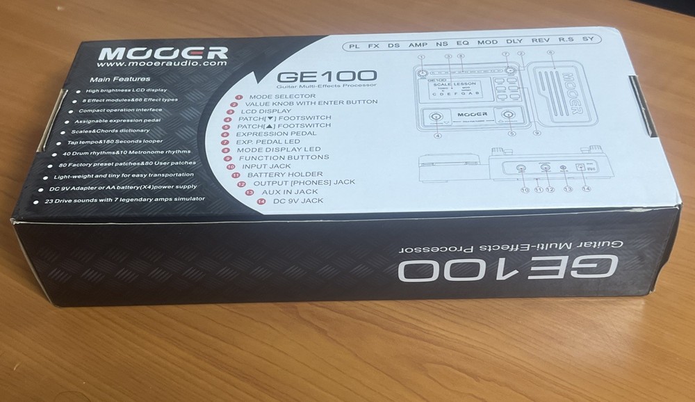 MOOER GE100 Digital Guitar Multi-Effects Processor Pedal Looper 66 Effects