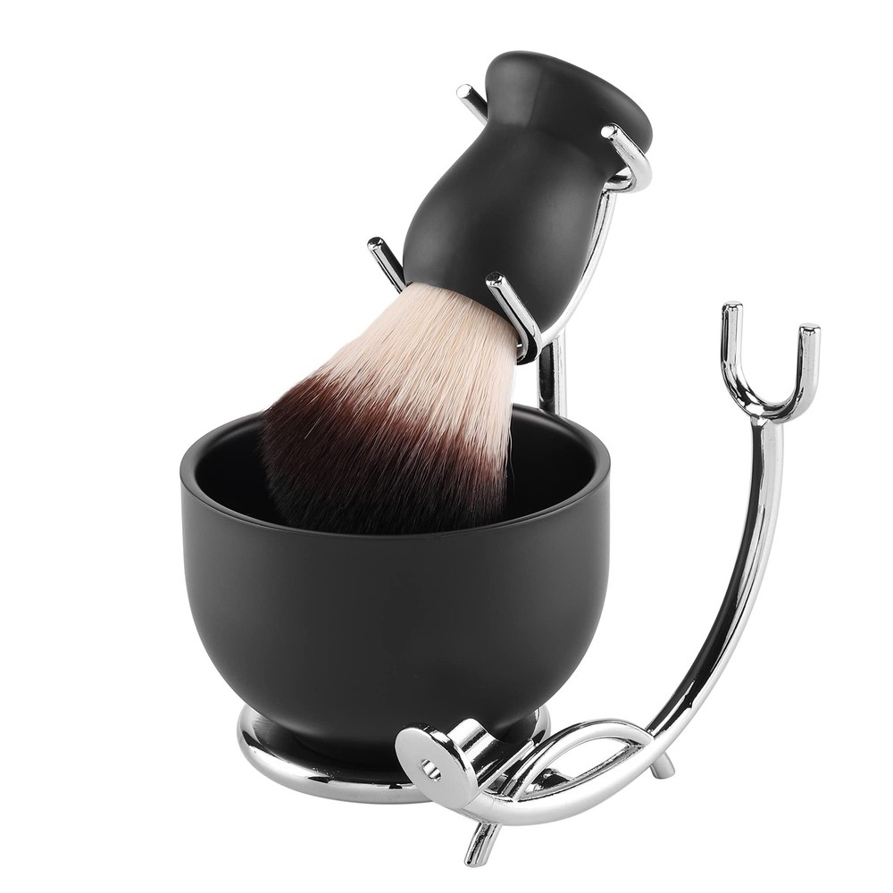 Shaving Brush Set with Black Solid Wood Handle Shaving Kit for Men Includes S...
