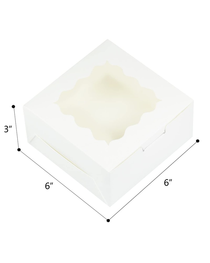 Bakery Boxes with Window 6x6x3 Inch Macaroon Pastry Cookie Boxes 60 PCS