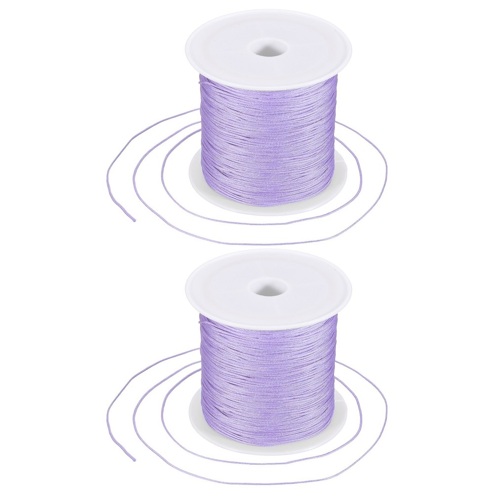 2 pcs 0.6mm String for Bracelets, 44 Yards Beading Thread(Light Purple)