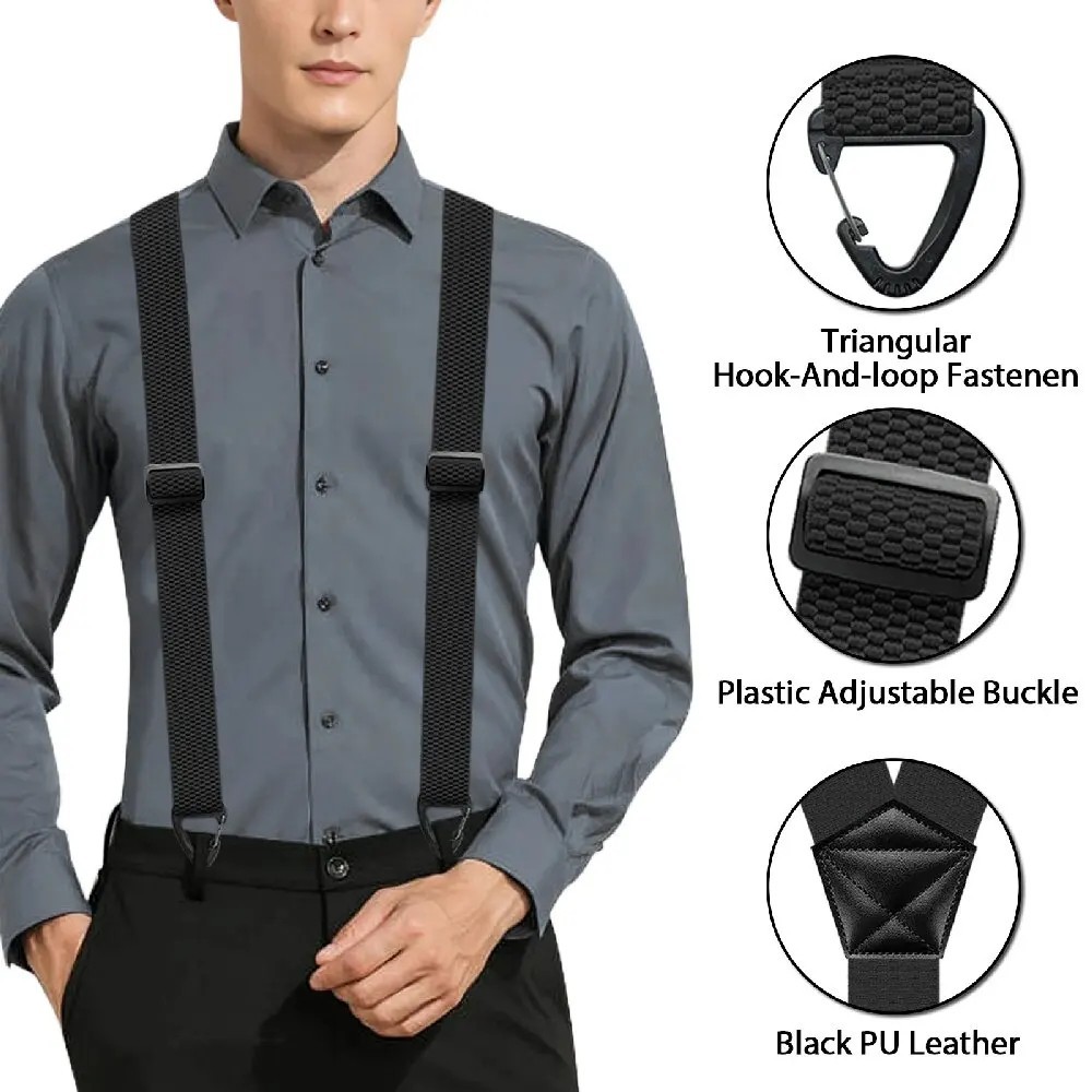 Suspenders for Men Heavy Duty, X Shape Back Hidden Suspender 1.5" Under Clothing