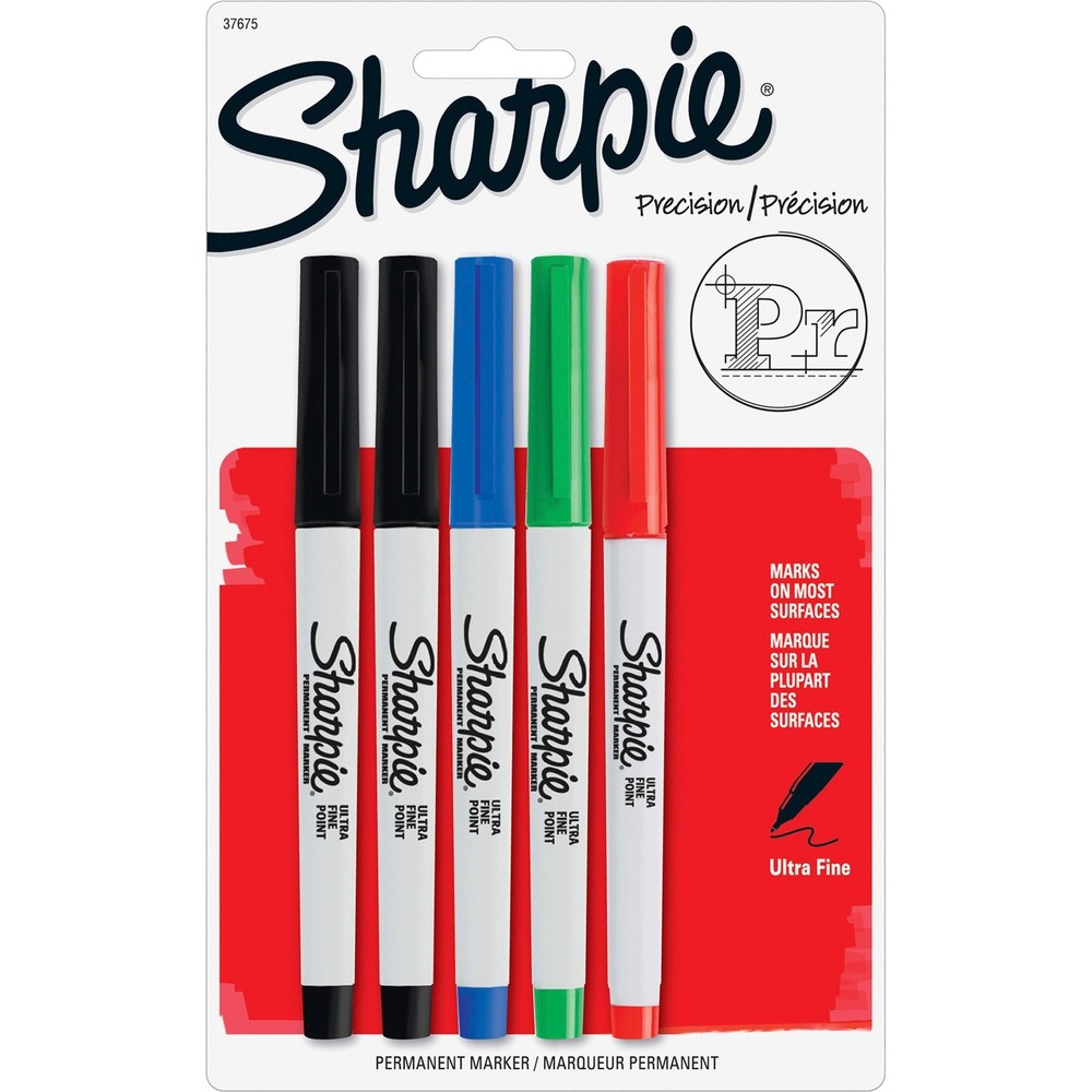 Sharpie Permanent Markers, Ultra Fine Point, Assorted Colors, 5 Count