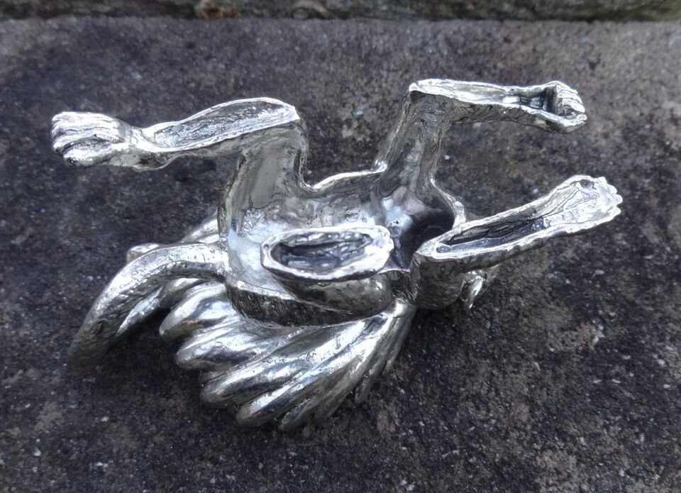 Heavy, Silverplated Reclining Monkey Open Salt Dip, Cellar, Dish!