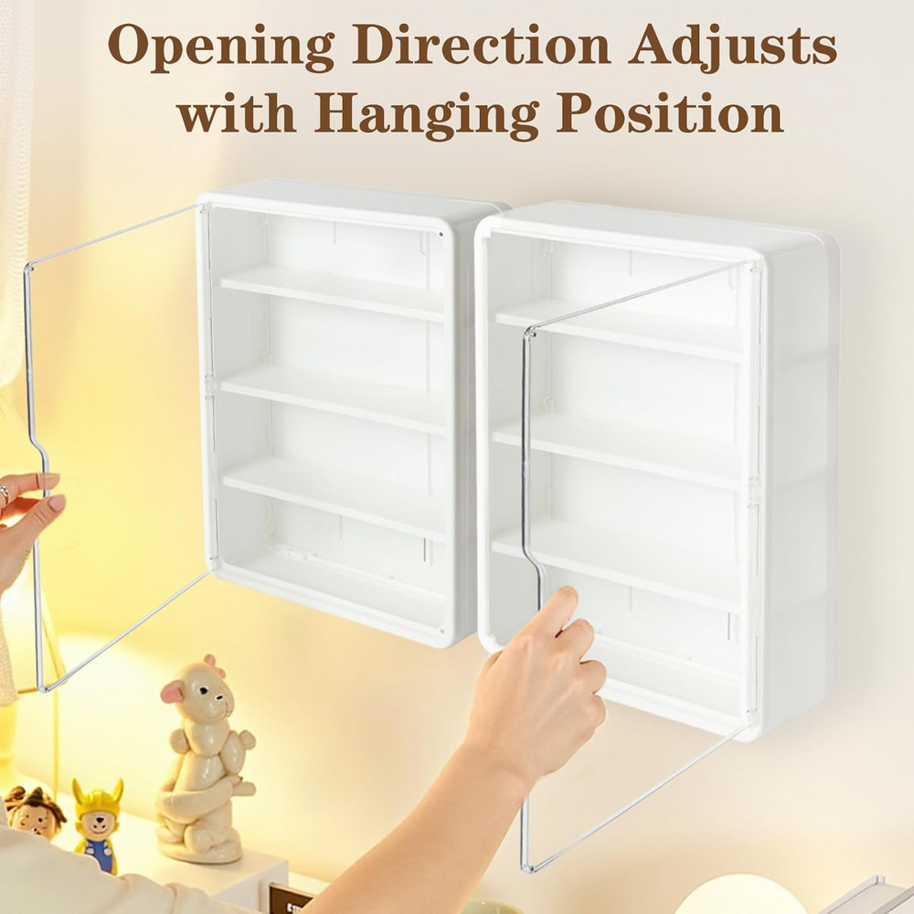 4-Tiers Clear Display Case for Figures, Wall-Mounted Display Box