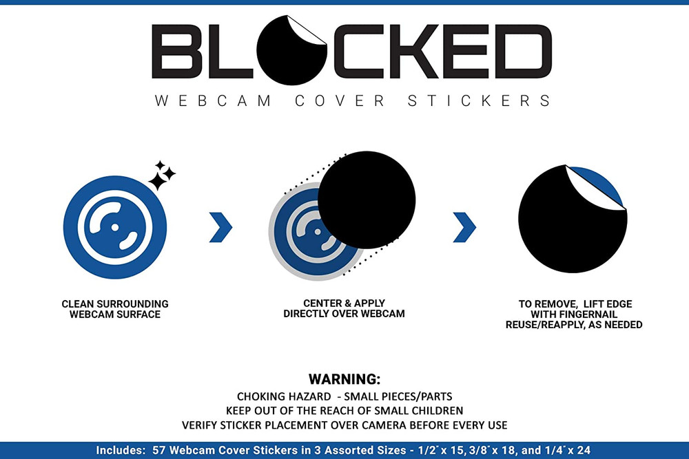 BLOCKED Stackable Webcam/Camera Vinyl Covers | 57 Low-Tack Reusable Webcam Stick