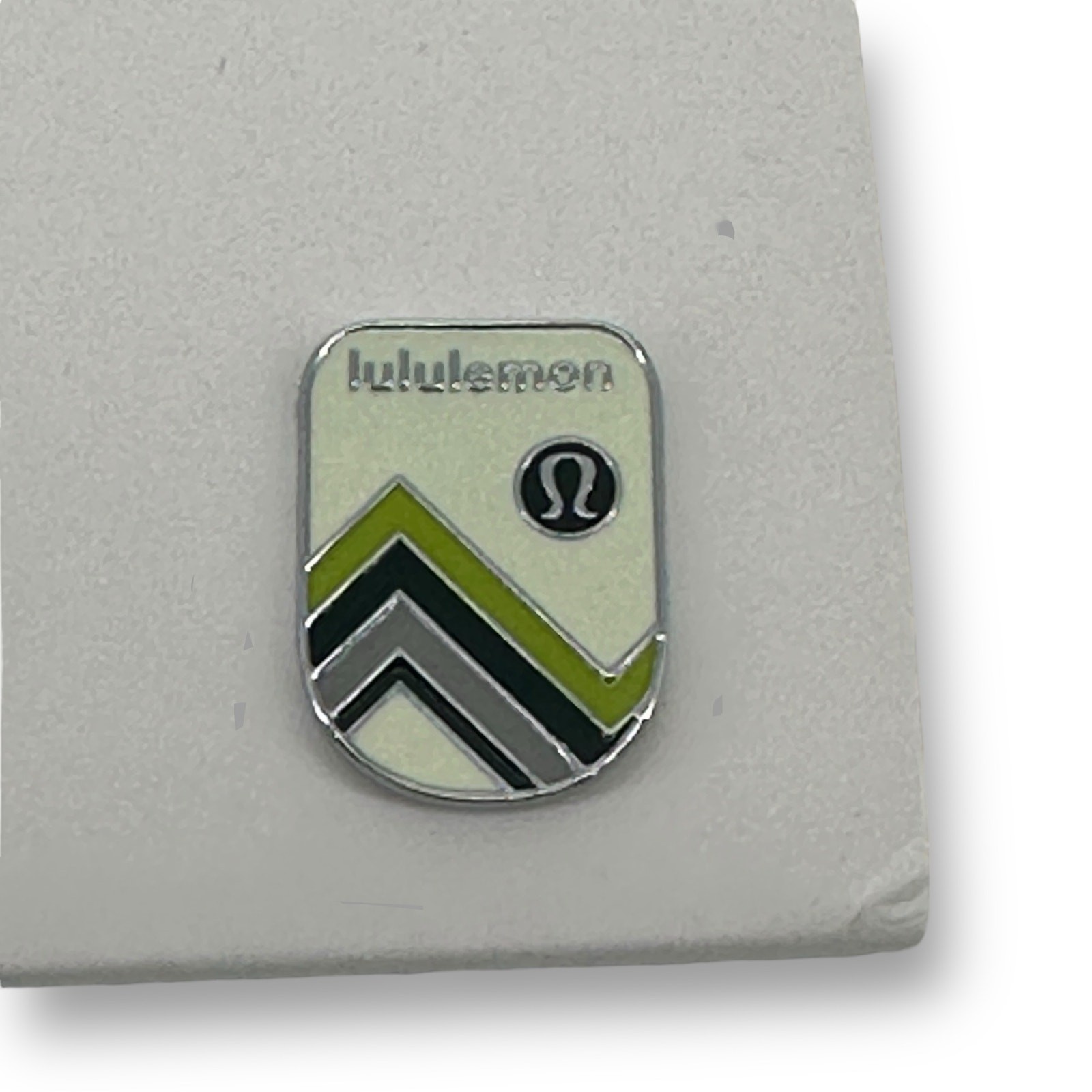Lululemon Collectible Pins Badges Set Of Two Enamel Logo Mountains Lime Yellow