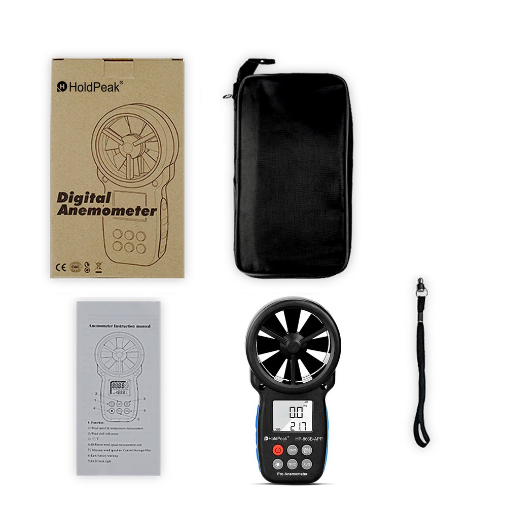 98217Handheld Anemometer Bluetooth Digital Wireless Wind Speed Gauge Meter CFM