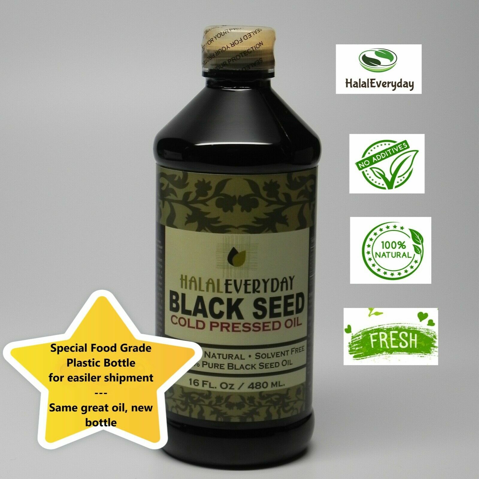 Black Seed Oil - 100% Pure Organic COLD PRESSED Cumin Nigella Sativa Unrefined