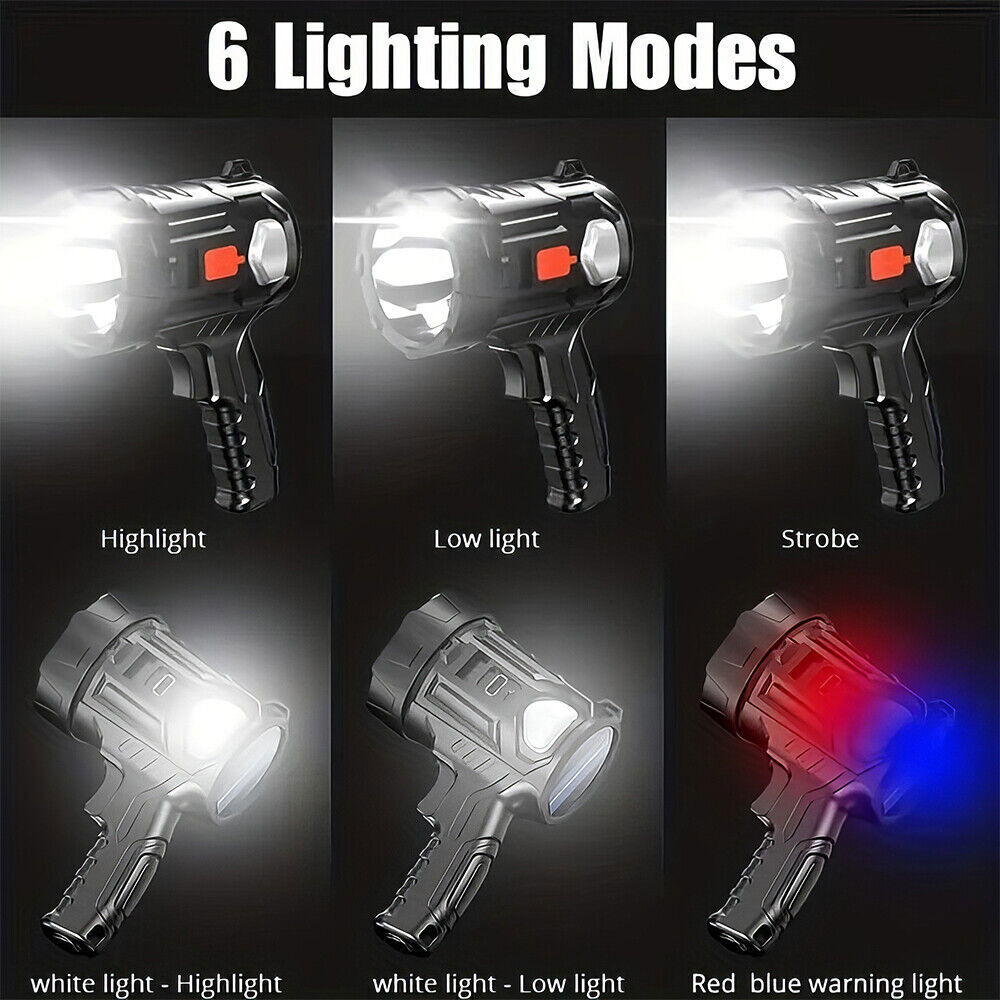 3x 90000000LM Bright Solar/USB Rechargeable LED Spotlight Flashlight Searchlight