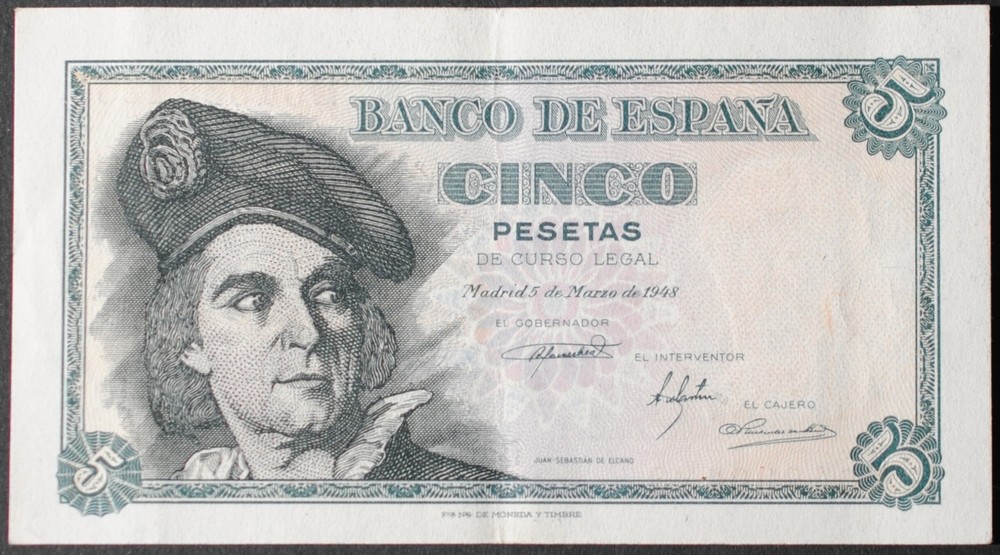 Spain P136a 5 Pesetas XF
