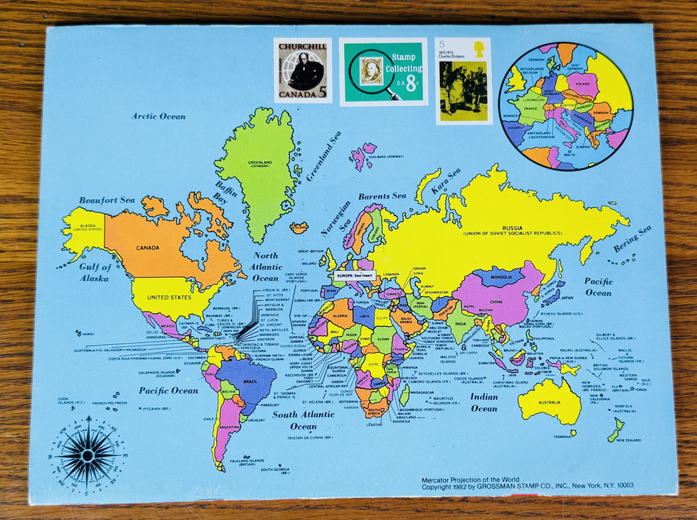 STAMP FUN 1985 HYGRADE VTG POSTAGE ALBUM COLLECTORS BOOK w STAMPS Grossman