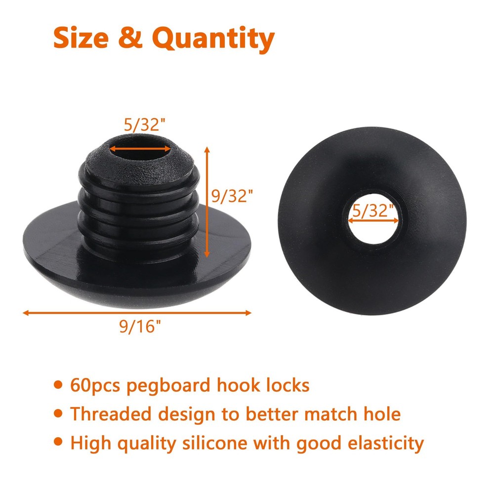 MENEONE Pegboard Hook Locks, for Stopping Hooks from Falling Off, Black